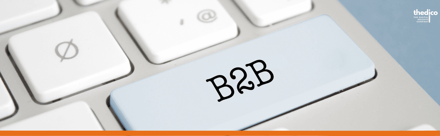 A keyboard with one key marked B2B